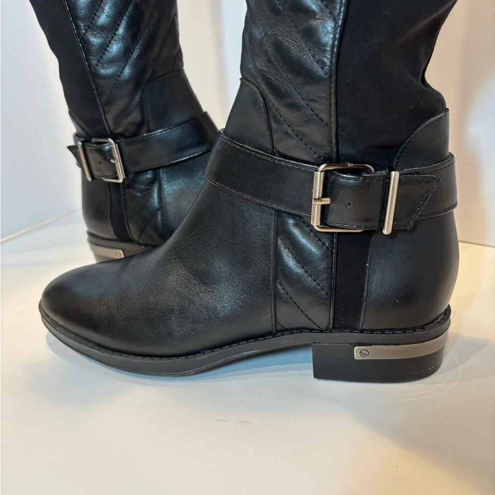 Vince Camuto Black Over the Knee Boots Quilted Design